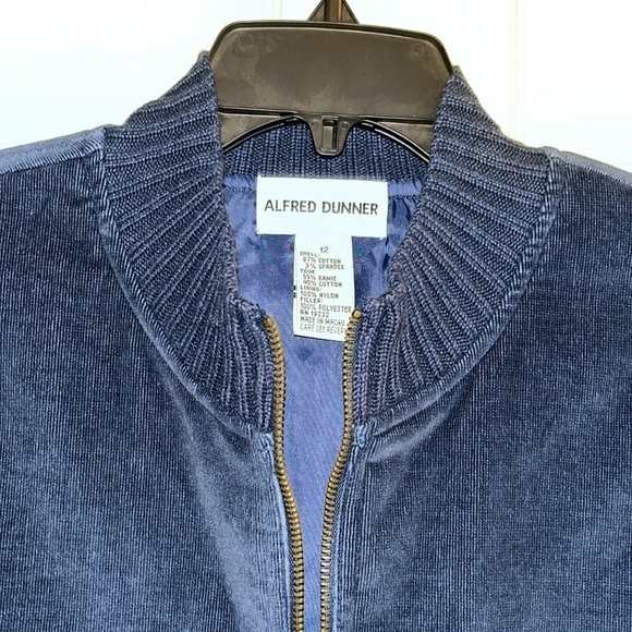 VTG-Alfred Dunner- 12-navy blue-corduroy sleeveless zip up vest lined rib detail - Picture 5 of 12